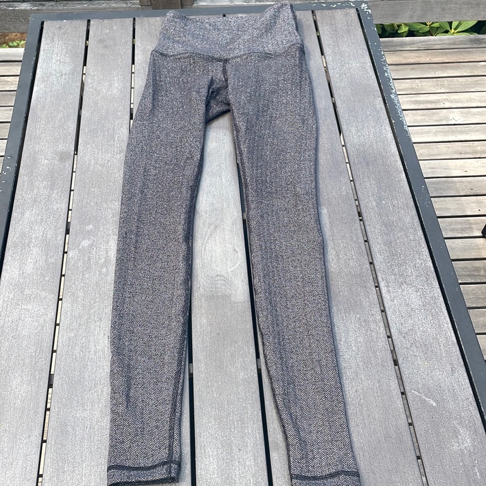 Lululemon Wunder Under Pant HR Size 2 Heathered Herringbone Heathered Black